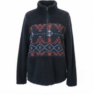 Outback Trading Company Aztec Black Designed Long Sleeve Comfy Top in Size XL